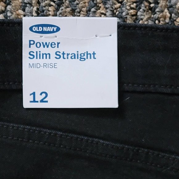NWT Old Navy Power Slim Straight Distressed Black Jeans Size 12 - Picture 7 of 13